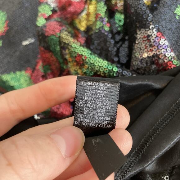 Express Y2K Women’s Shimmery Floral Sequin Tunic Dress Size S Going Out Disco‎ - Picture 7 of 11